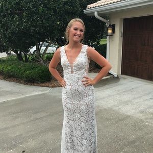 White lace prom dress